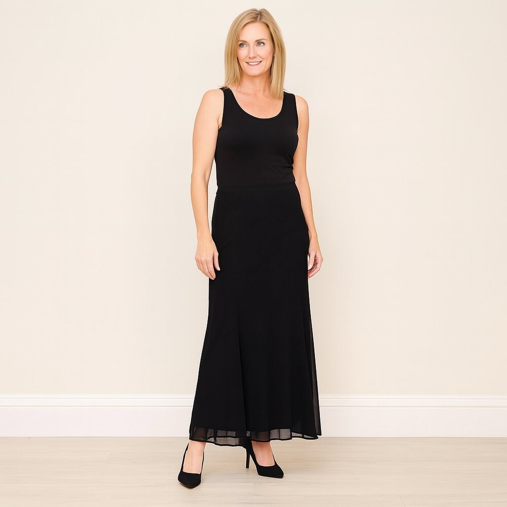 Elegant Onyx Nite Black Formal Maxi Skirt XXL | Fully Lined, Elastic Waist